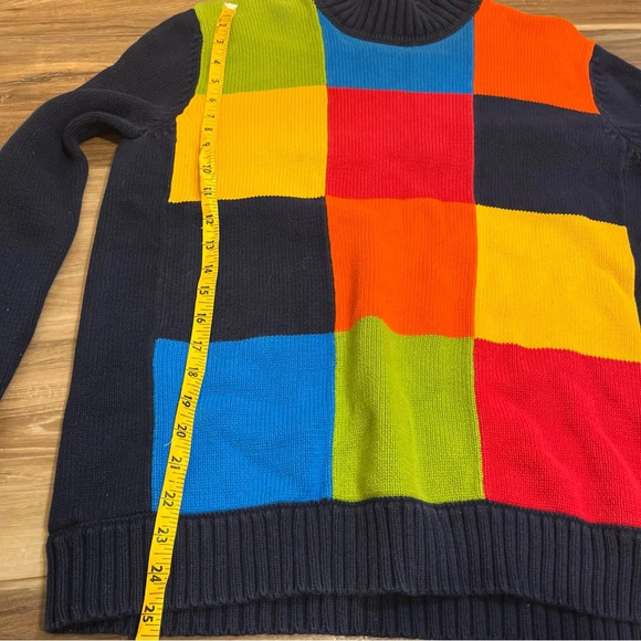 Jones New York Sport Colorblock Sweater Vintage Mock Neck Medium Bright Colorful - Picture 7 of 7